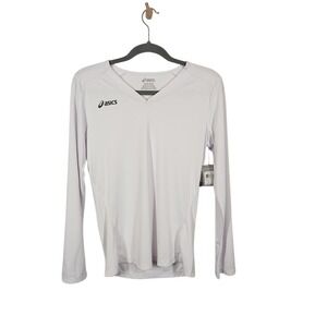 Asics Jr Centerline Jersey White Long Sleeve V Neck - Size XL